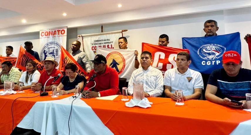 ML | Representantes del Consejo Nacional de Trabajadores Organizados (CONATO) y la Confederación Nacional de Unidad Sindical Independiente (CONUSI).