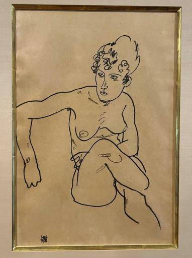 Imagen de la obra de Egon Schiele Mujer desnuda sentada, robada por los nazis al coleccionista judío Fritz Grünbaum, muerto en un campo de concentración en 1941 y recuperada por sus herederos el 26 de julio de 2024 en Nueva York