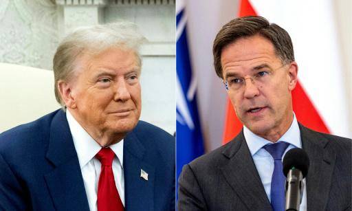 Esta combinación de imágenes creada el 22 de noviembre de 2024 muestra al presidente electo de Estados Unidos, Donald Trump (izq), el 13 de noviembre de 2024, y al secretario general de la OTAN, Mark Rutte, el mismo día