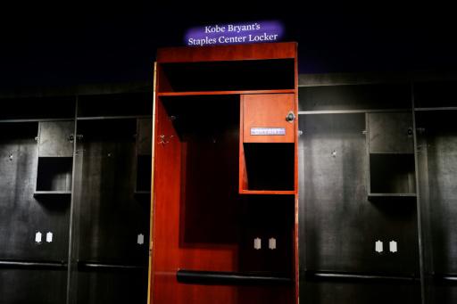 The locker used by US basketball player, Kobe Bryant, at the Staples Center is displayed at Sotheby's auction house in New York City on July 26, 2024. The auction started on July 22 and will run through August 2, 2024.