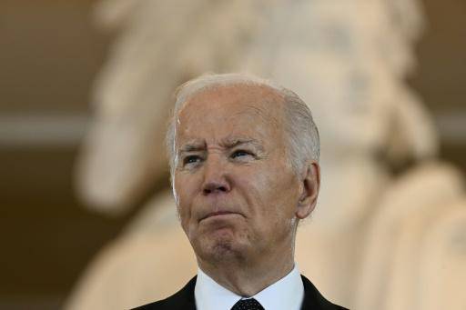 El presidente estadounidense Joe Biden en el Capitolio en Washington para una ceremonia conmemorativa del Holocausto, el 7 de mayo de 2024