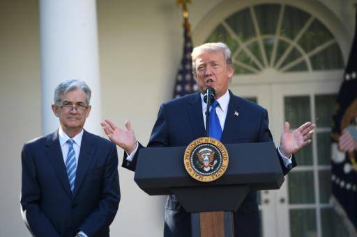 Jerome Powell junto a Donald Trump en la Casa Blanca al anunciarse su designación como presidente de la Fed, el 2 de noviembre de 2017 en Washington