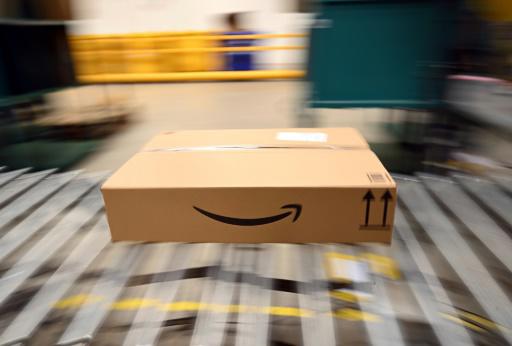 Un paquete con el logo del gigante estadounidense de comercio electrónico Amazon, en un centro de distribución de la plataforma de ventas minoristas en línea, en la ciudad alemana de Werne (oeste), el 21 de noviembre de 2024