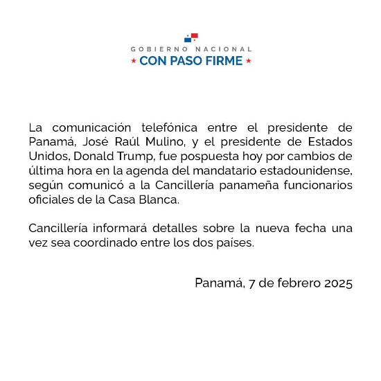 $!Comunicación telefónica entre Mulino y Trump pospuesta por cambios de agenda