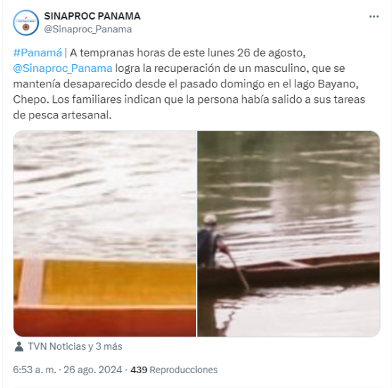 $!Hallan el cuerpo de un pescador artesanal en el lago Bayano