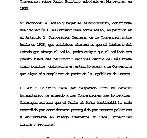 $!Nicaragua pide a Panamá reconocer el asilo al exmandatario Martinelli