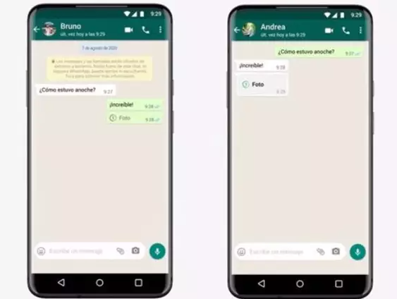 Captura de pantalla de los mensajes de visualización única en la interfaz de WhatsApp.