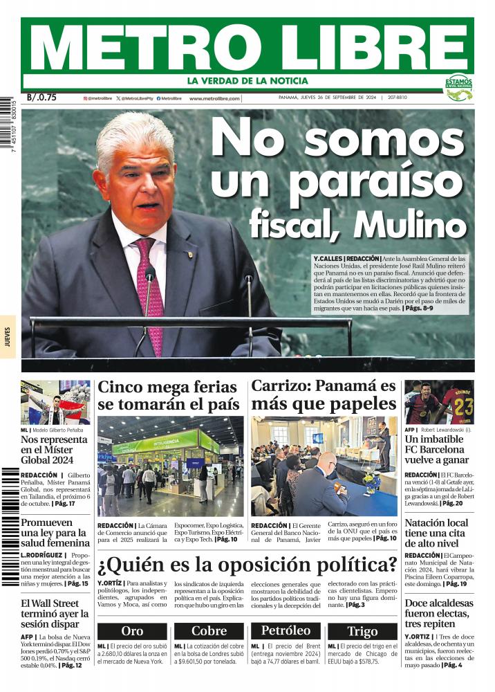 Portada del 26 de septiembre de 2024