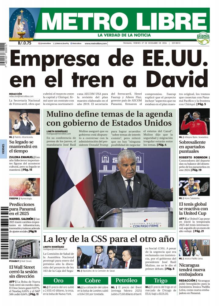 Portada del 27 de diciembre de 2024