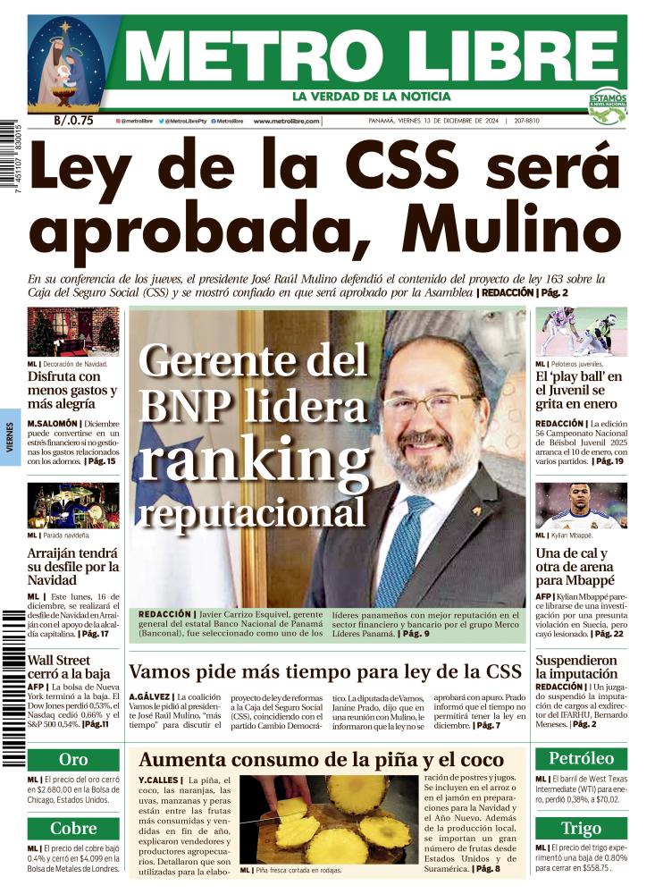 Portada del 13 de diciembre de 2024