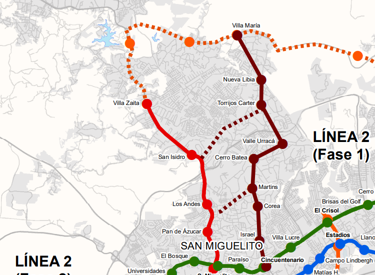 $!ML | Mapa por donde pasaría el teleférico (línea rojo vino).