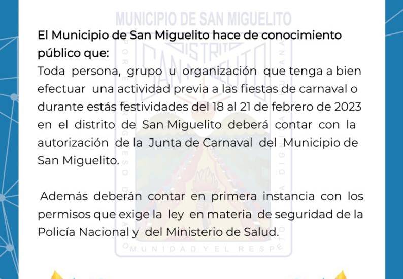 $!Actividades que se realicen en San Miguelito deberán contar con autorización previa