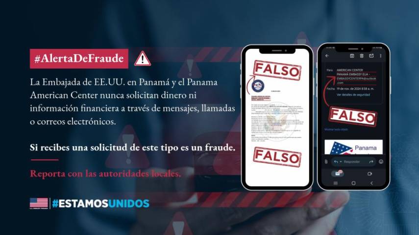 Embajada de EE.UU. en Panamá advierte sobre estafas financieras a través de mensajes y llamadas