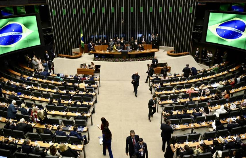 General view of the opening session of the Summit of Presidents of the G20 Parliaments (P20) at the Brazilian National Congress in Brasilia, taken on November 7, 2024. (Photo by EVARISTO SA / AFP)