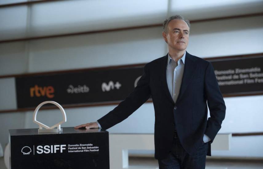 Irish director John Crowley poses to promote the film We live in Time during the 72nd San Sebastian International Film Festival in the northern Spanish Basque city of San Sebastian on September 28, 2024. (Photo by ANDER GILLENEA / AFP)