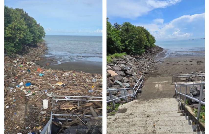 ML | Vistas del antes y después de la limpieza de la rampa.