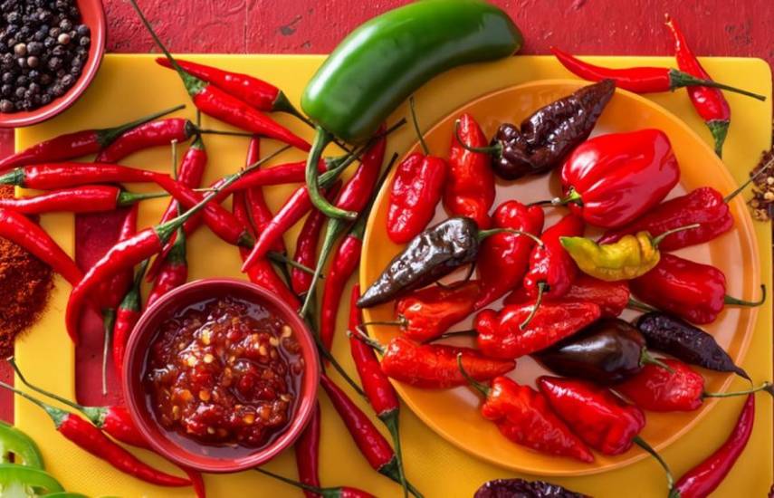 Freepik | Ingredientes sobre la mesa para recetas de salsas picantes con ajíes rojos, paprika y pimientos secos.